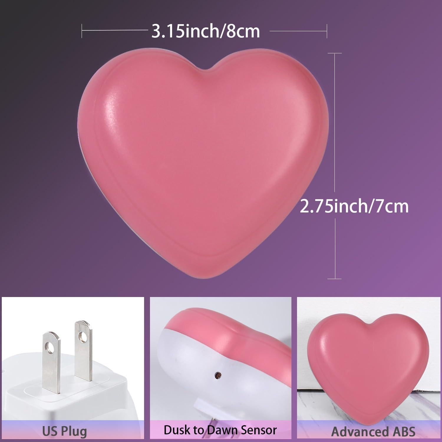 Lámpara Nocturna LED INZU Corazón Rosa con Sensor Automático