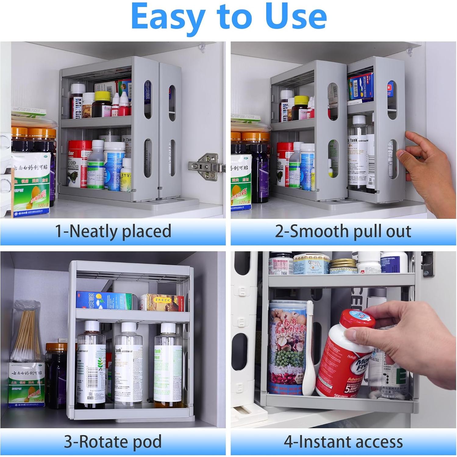 Organizador de Medicinas Dutiplus 2 Estantes Ajustables Gris