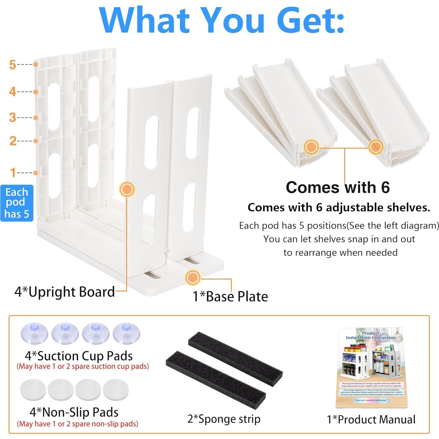 Organizador de Medicinas Dutiplus 2 Estantes Ajustables Gris