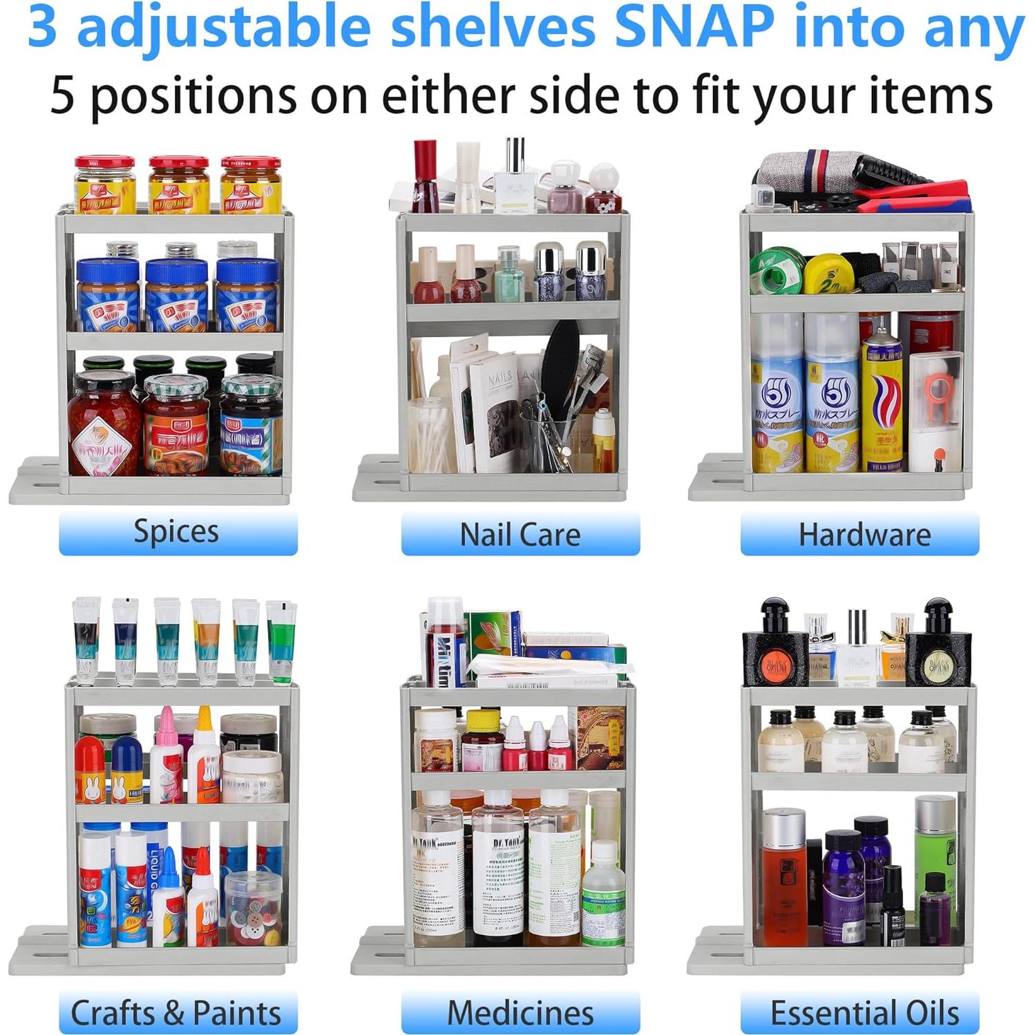 Organizador de Medicinas Dutiplus 2 Estantes Ajustables Gris