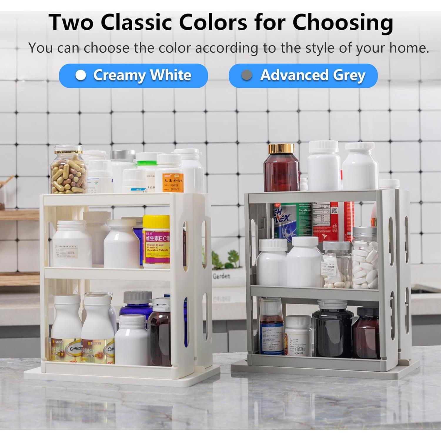 Organizador de Medicinas Dutiplus 2 Estantes Ajustables Gris