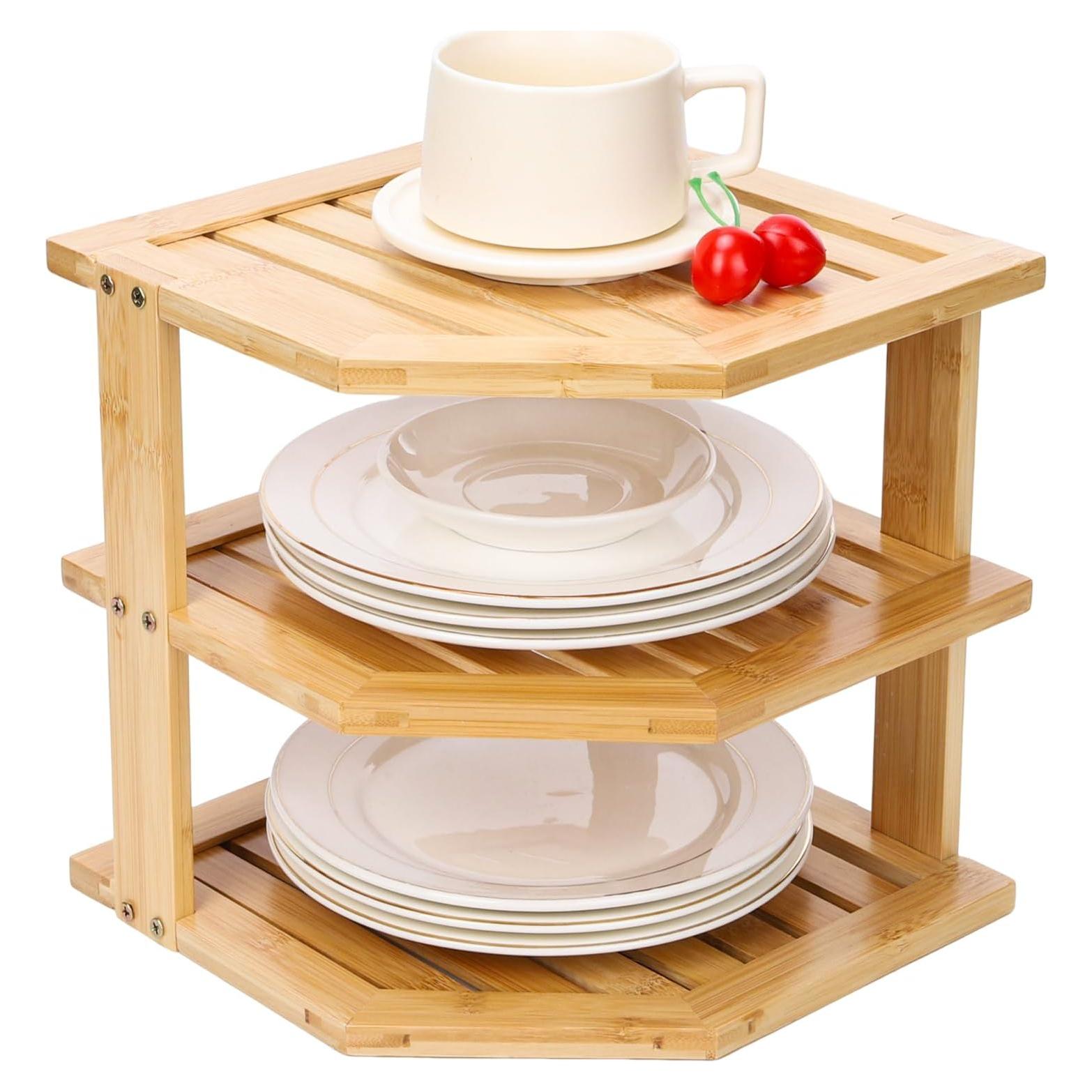 Organizador de Esquina de Bambú ZHESONOM 3 Niveles 24.9 cm