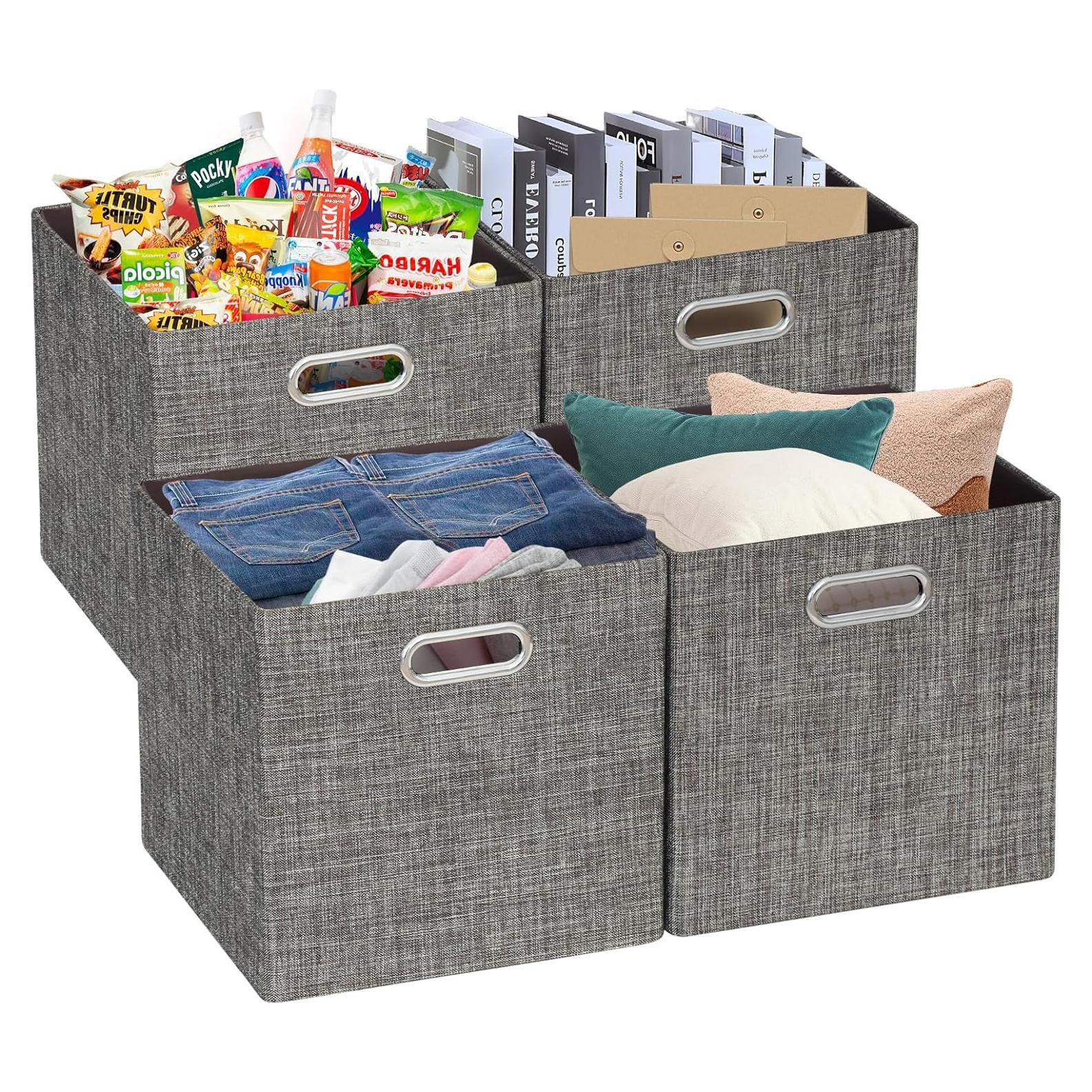 Cesta de Almacenamiento Plegable Posprica 33x33cm 4pcs Marrón