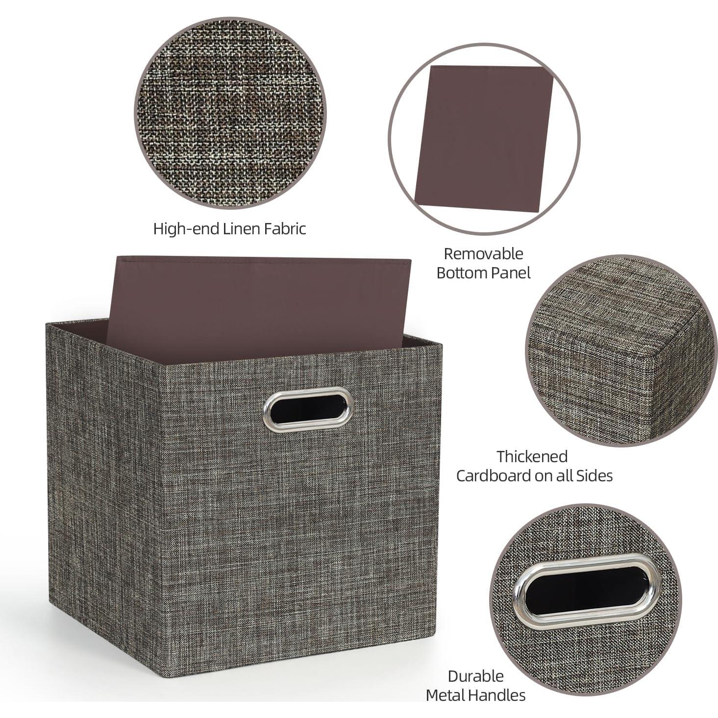 Cesta de Almacenamiento Plegable Posprica 33x33cm 4pcs Marrón