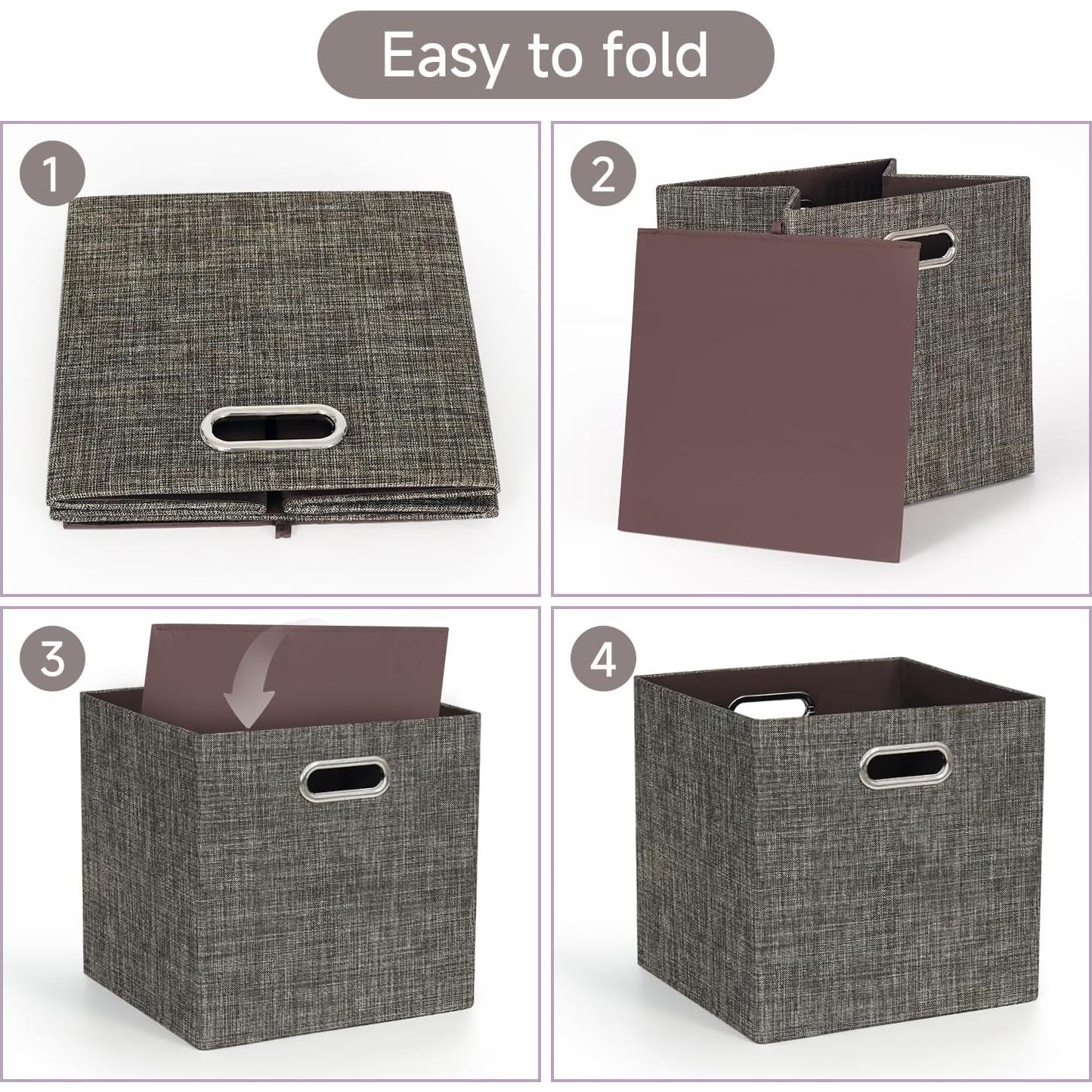 Cesta de Almacenamiento Plegable Posprica 33x33cm 4pcs Marrón