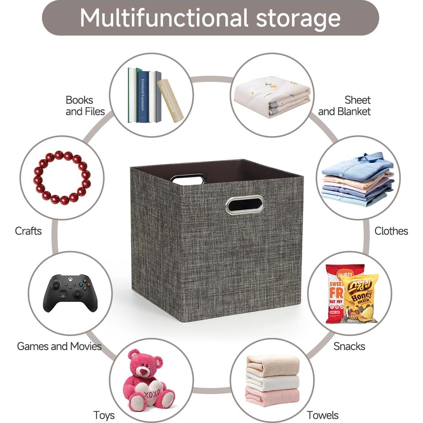 Cesta de Almacenamiento Plegable Posprica 33x33cm 4pcs Marrón