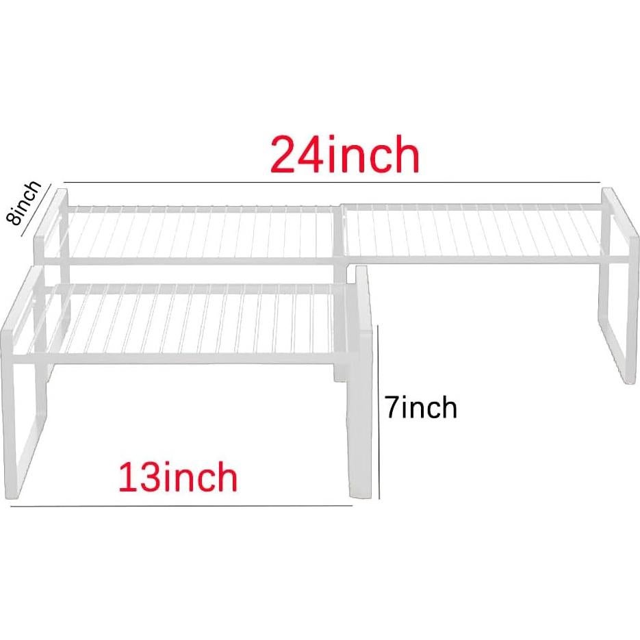 Estante de Gabinete Expandible Homgertu 33-61 cm Blanco - 2 Unidades