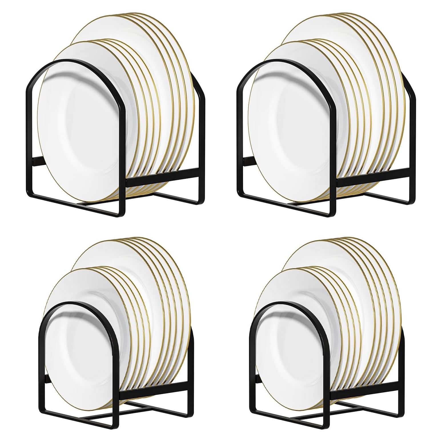 Organizador de Platos de Cocina LINFIDITE 4 Piezas Metal Negro