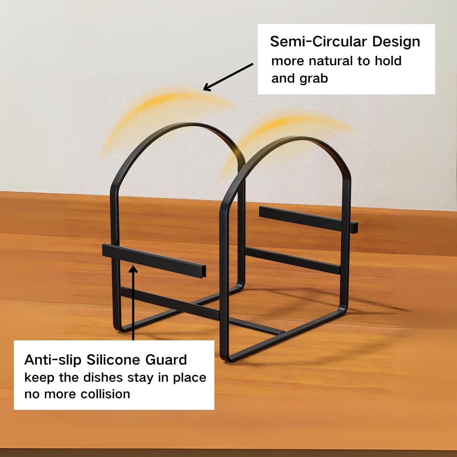 Organizador de Platos de Cocina LINFIDITE 4 Piezas Metal Negro