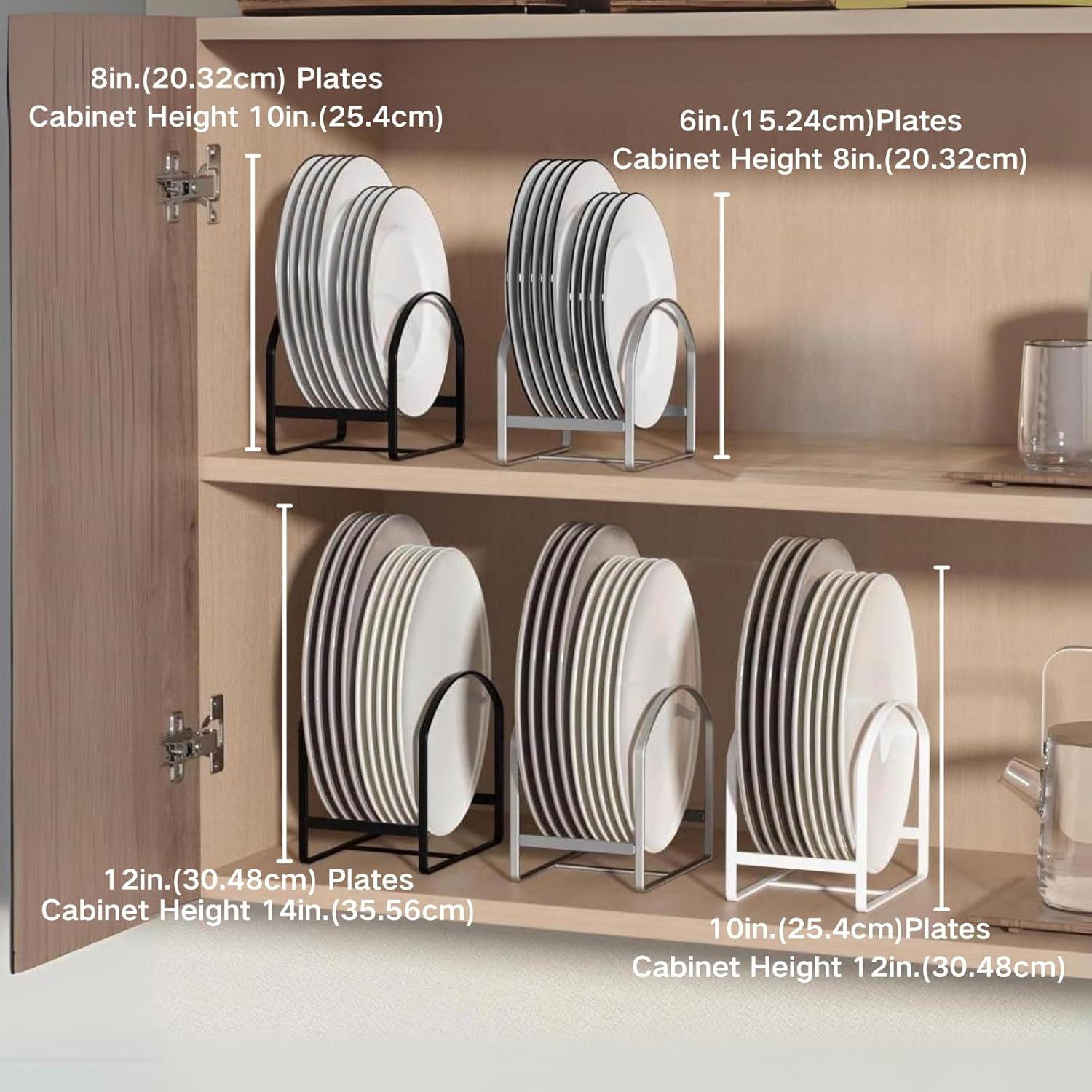 Organizador de Platos de Cocina LINFIDITE 4 Piezas Metal Negro