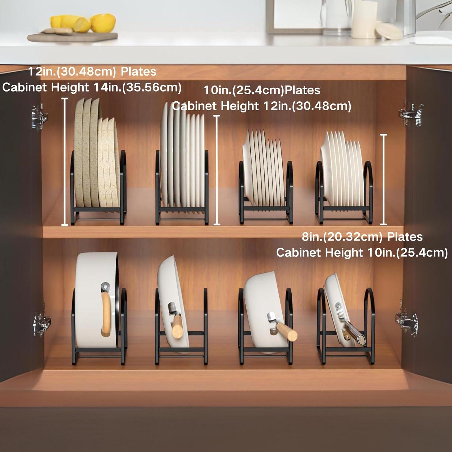 Organizador de Platos de Cocina LINFIDITE 4 Piezas Metal Negro