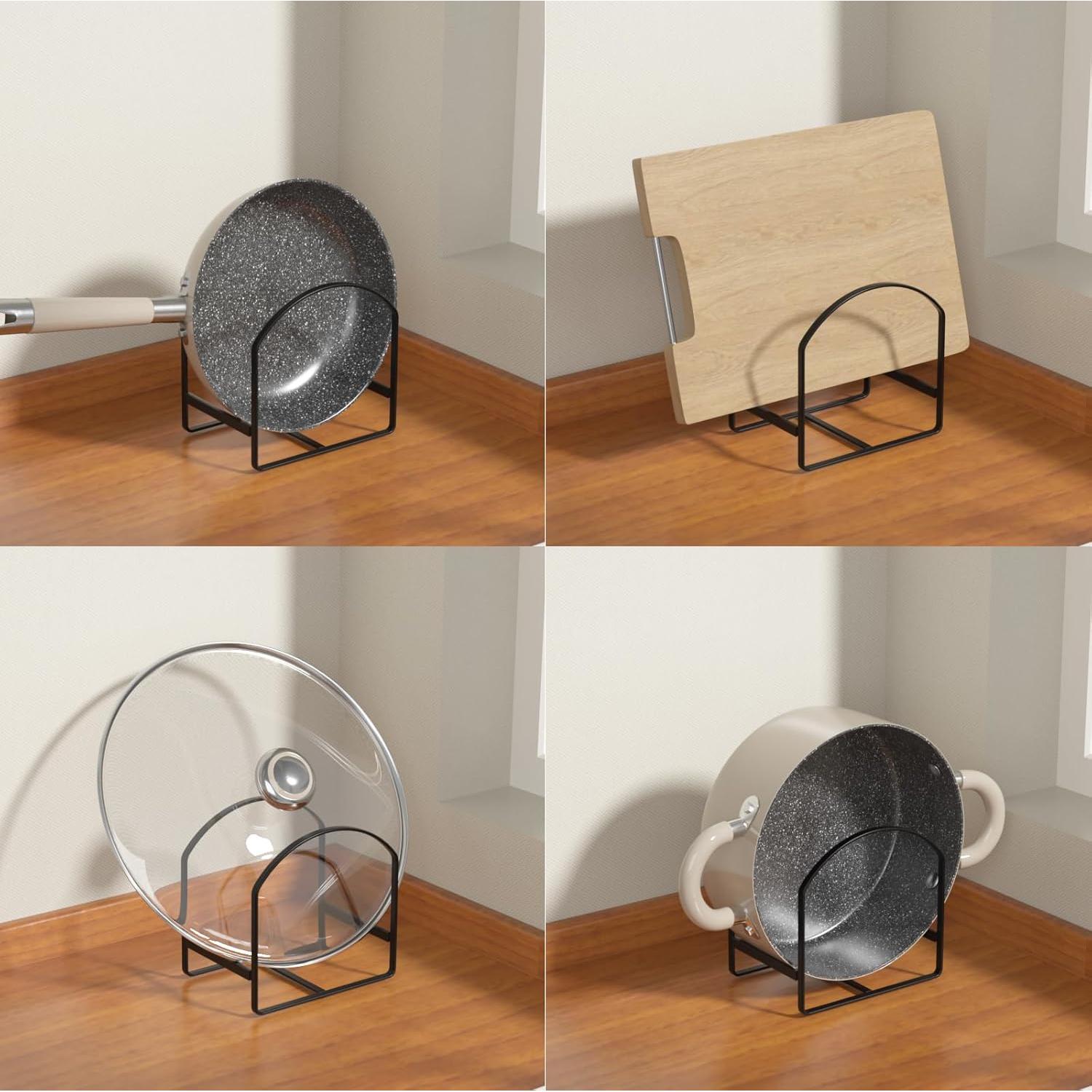 Organizador de Platos de Cocina LINFIDITE 4 Piezas Metal Negro