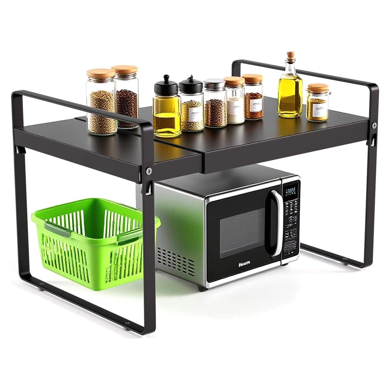 Organizador de Estante Expandible GZQIUYI 35-63 cm Negro 2 Niveles