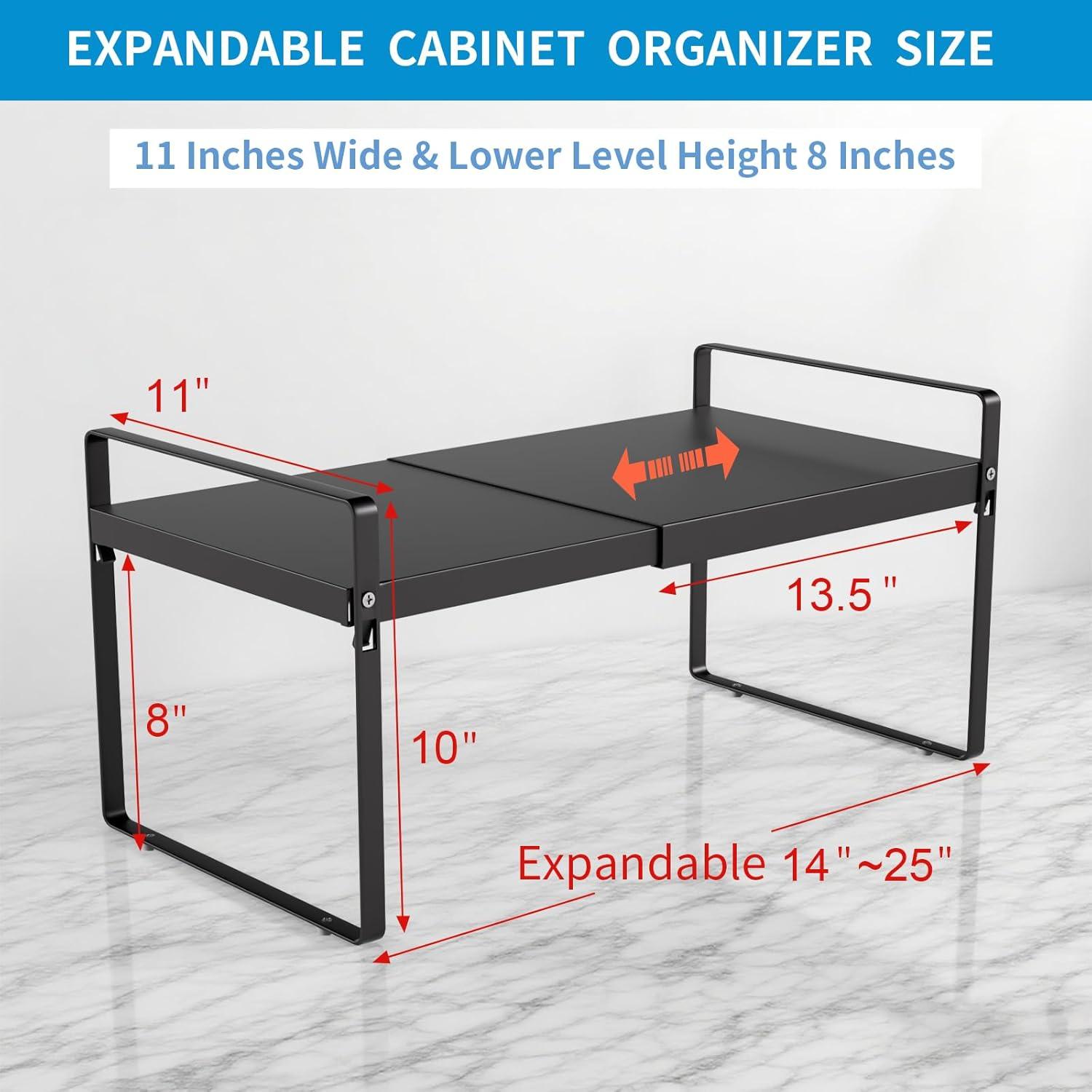 Organizador de Estante Expandible GZQIUYI 35-63 cm Negro 2 Niveles