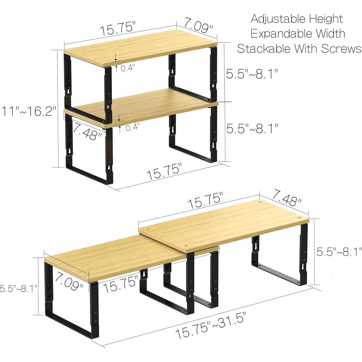 Estantes Organizadores de Cocina Zilvando Ajustables 2 Piezas