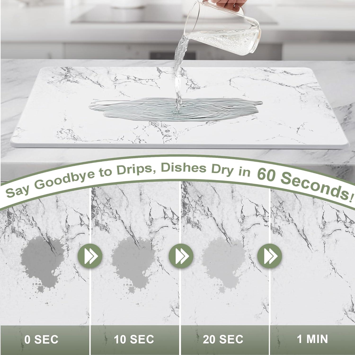 Alfombrilla de Secado Diatomita Vorisebo 61x41cm Mármol Blanco