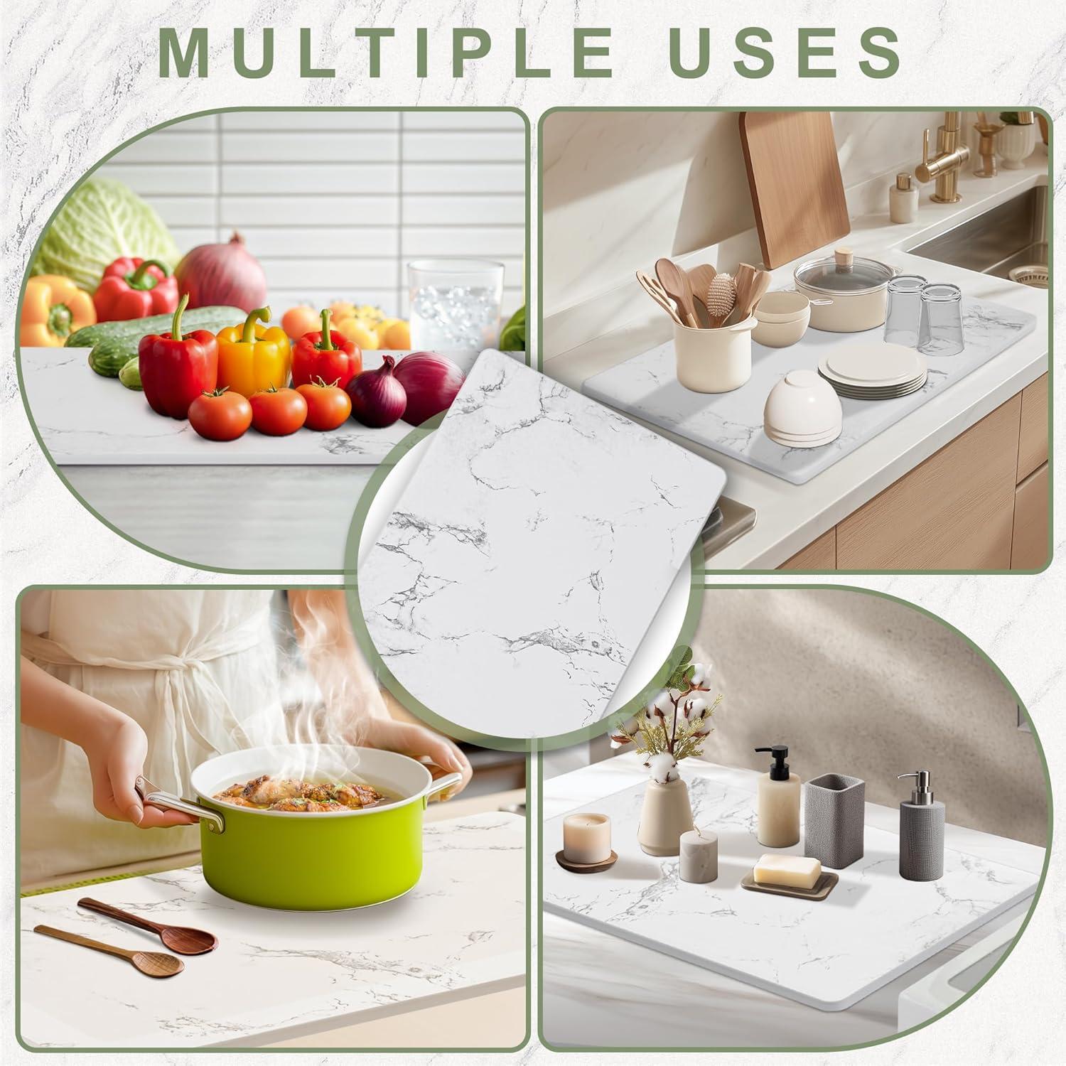 Alfombrilla de Secado Diatomita Vorisebo 61x41cm Mármol Blanco