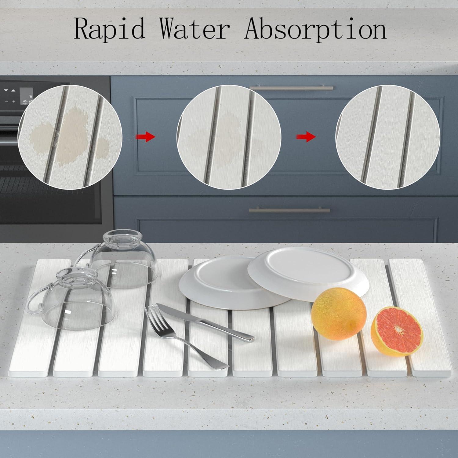 Alfombrilla de Secado de Piedra Diatomita YEECOPON 60x39cm