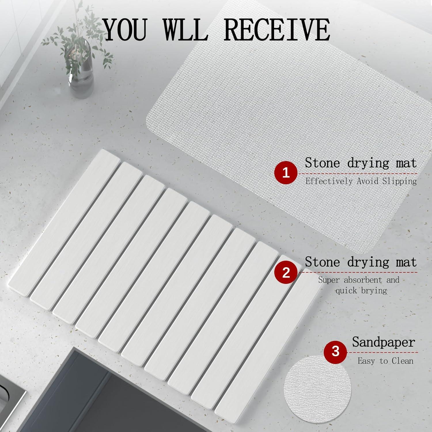 Alfombrilla de Secado de Piedra Diatomita YEECOPON 60x39cm