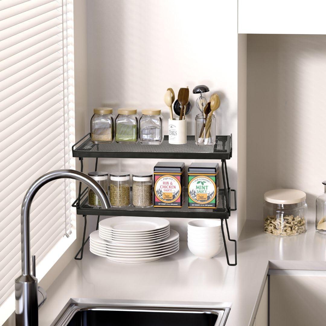 Estante de Gabinete IBERG - Organizador de Malla 2 Piezas Negro