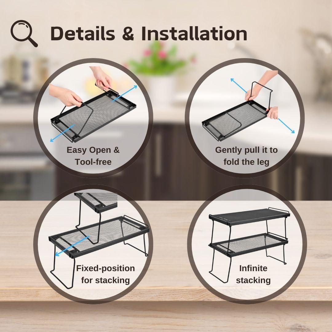 Estante de Gabinete IBERG - Organizador de Malla 2 Piezas Negro