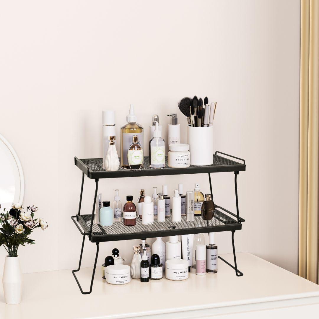 Estante de Gabinete IBERG - Organizador de Malla 2 Piezas Negro