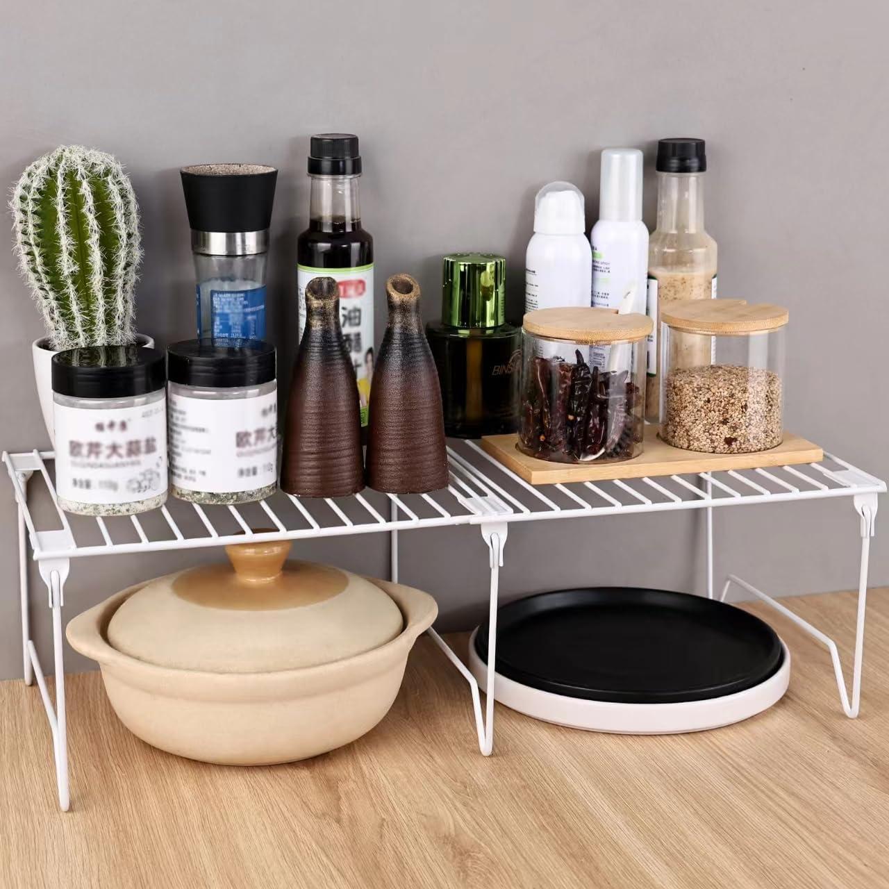Estante organizador plegable BUWZUJR para cocina 2 niveles