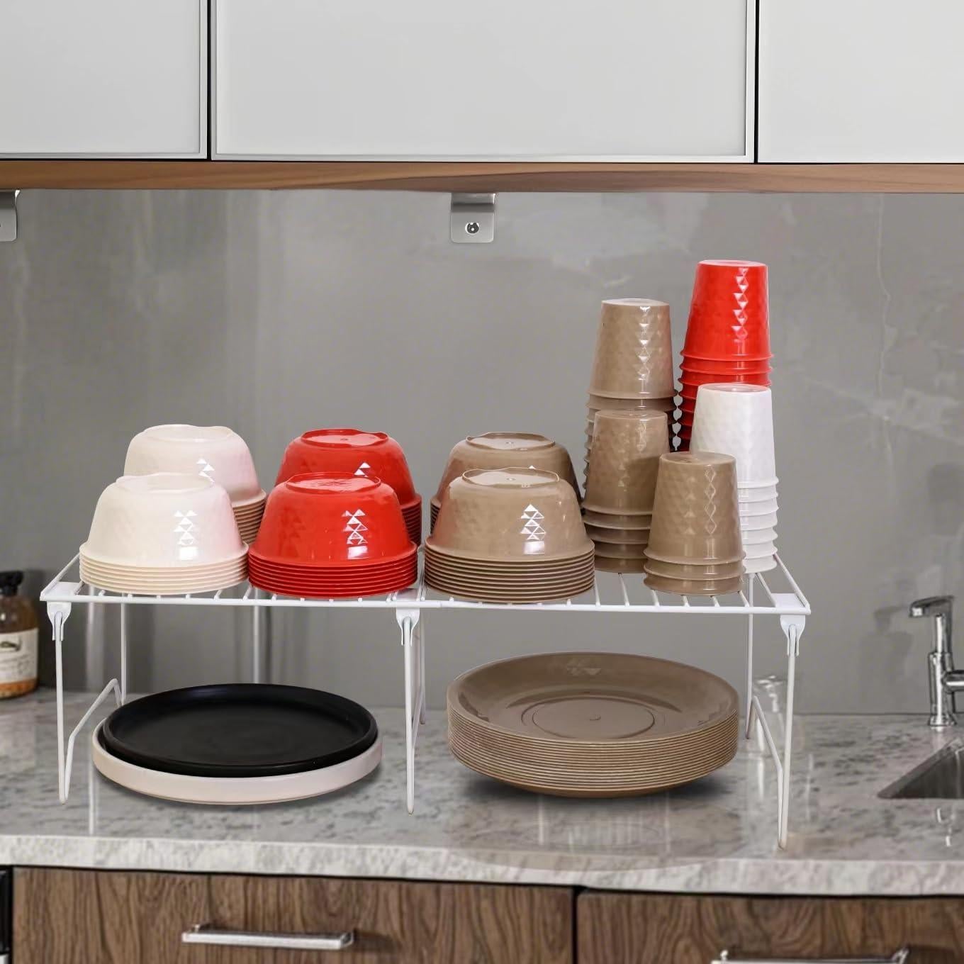 Estante organizador plegable BUWZUJR para cocina 2 niveles