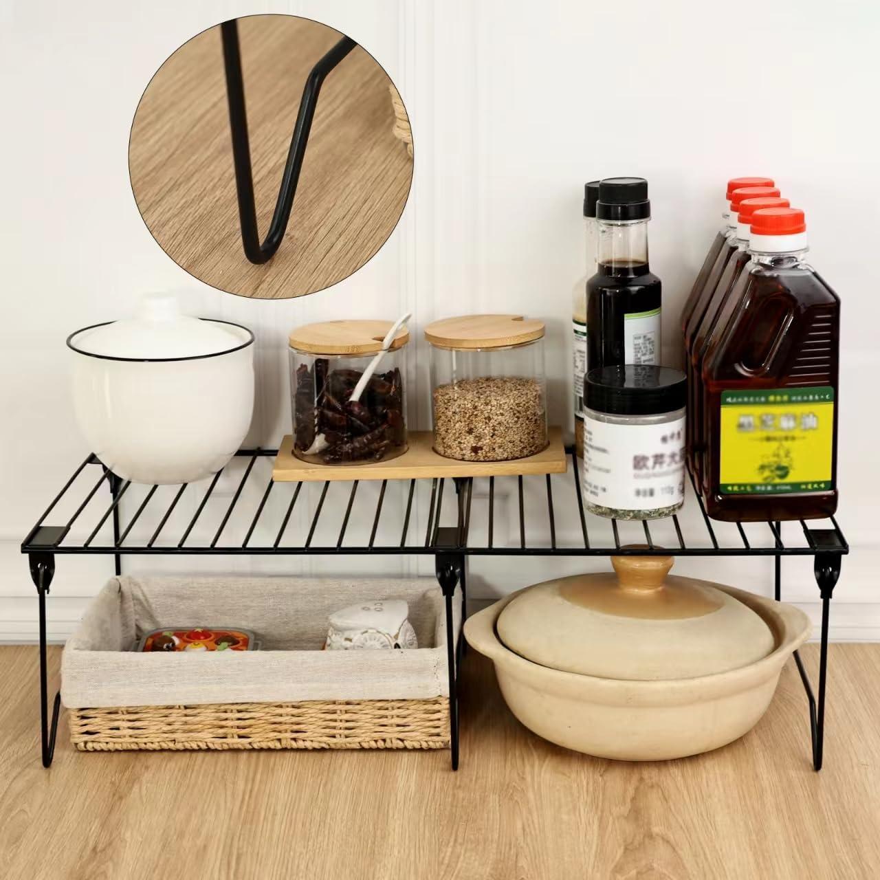 Estante organizador plegable BUWZUJR para cocina 2 niveles