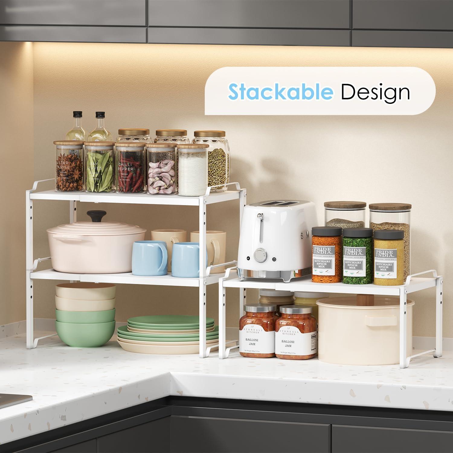 Estantes organizadores de cocina Cidaziya - 2 piezas ajustables