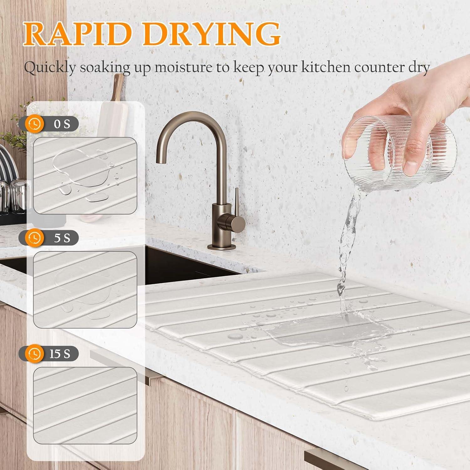 Alfombrilla de Secado Rápido QUEENLINK 61x41cm Diatomita