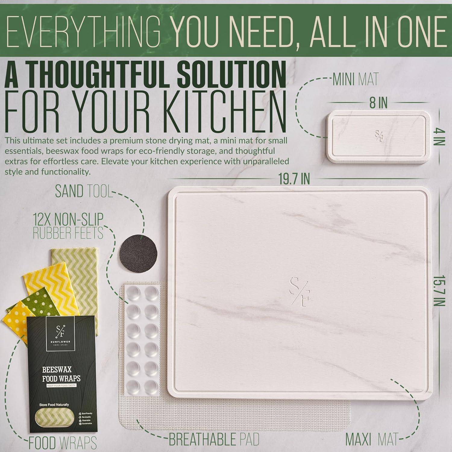 Alfombrilla de Secado de Piedra Doble Cara Sunflower 50x40 cm