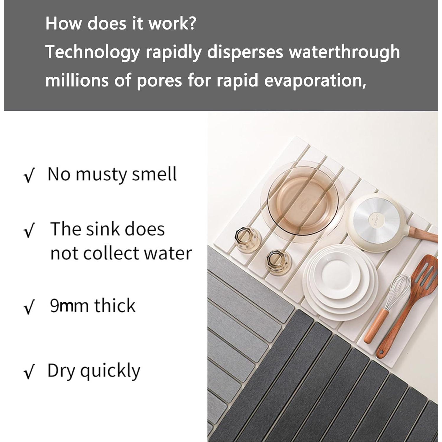 Alfombrilla de Secado de Piedra Diatomácea MORANDI 60x39cm