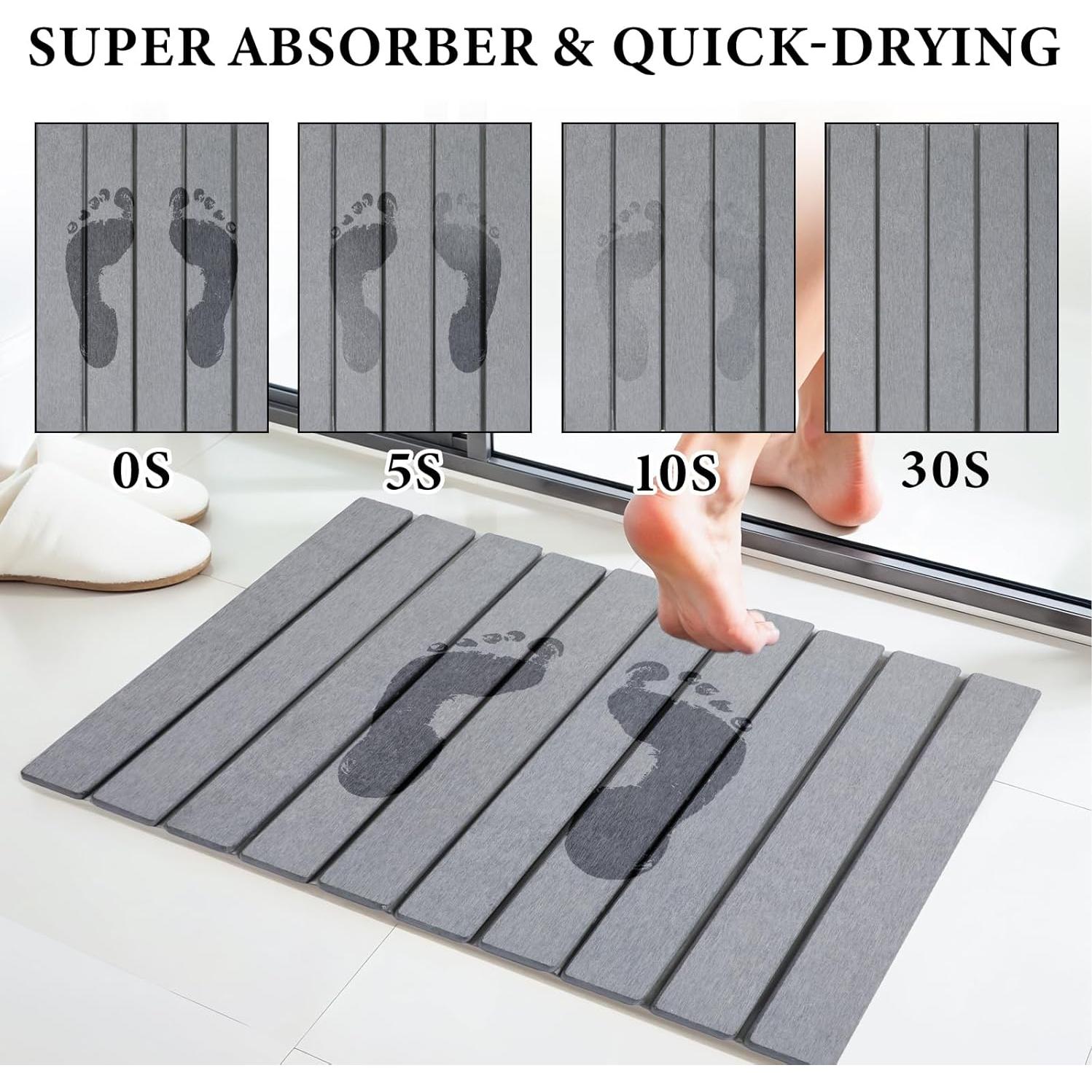 Alfombra de Baño HOFURME de Tierra Diatomácea 60x39 cm Gris