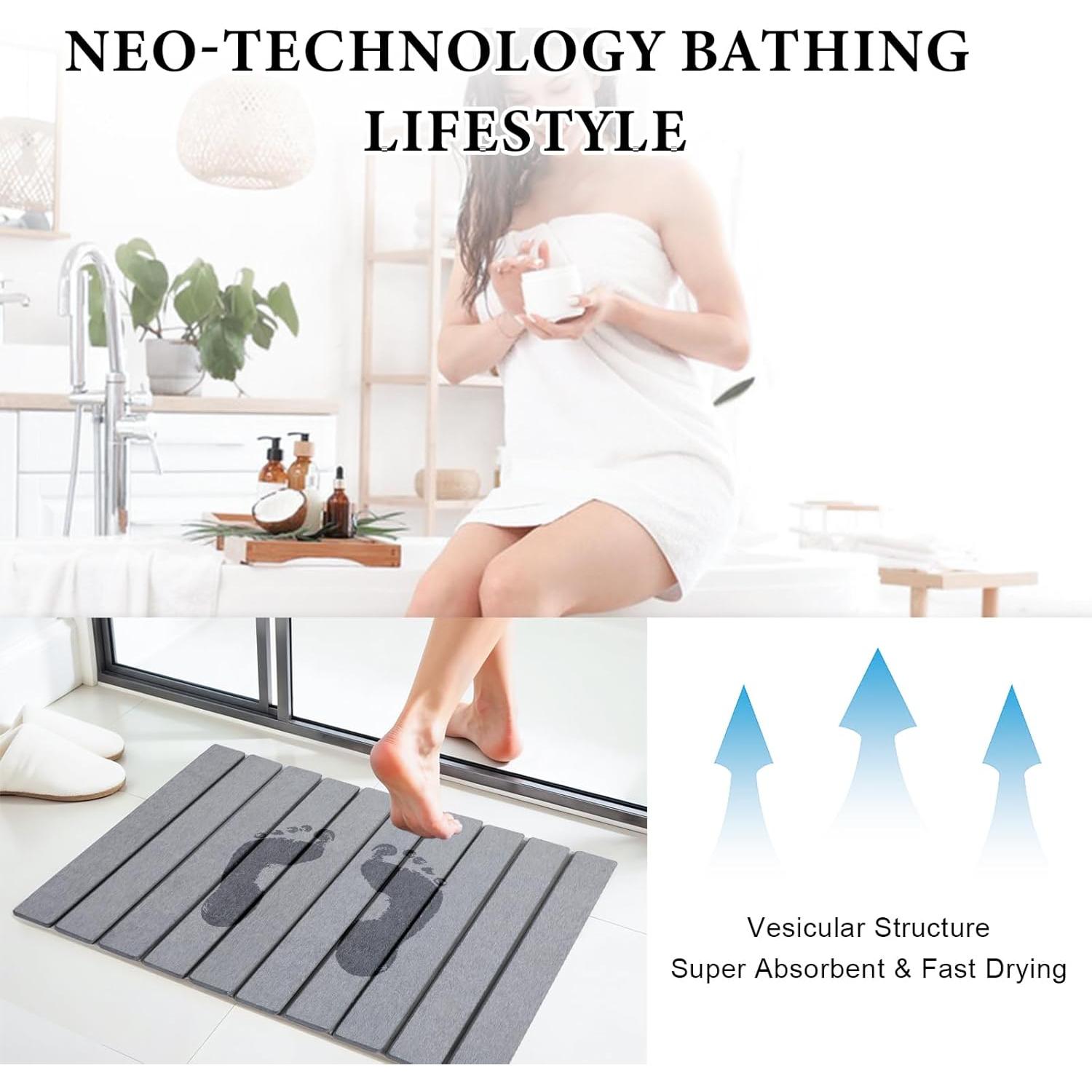 Alfombra de Baño HOFURME de Tierra Diatomácea 60x39 cm Gris