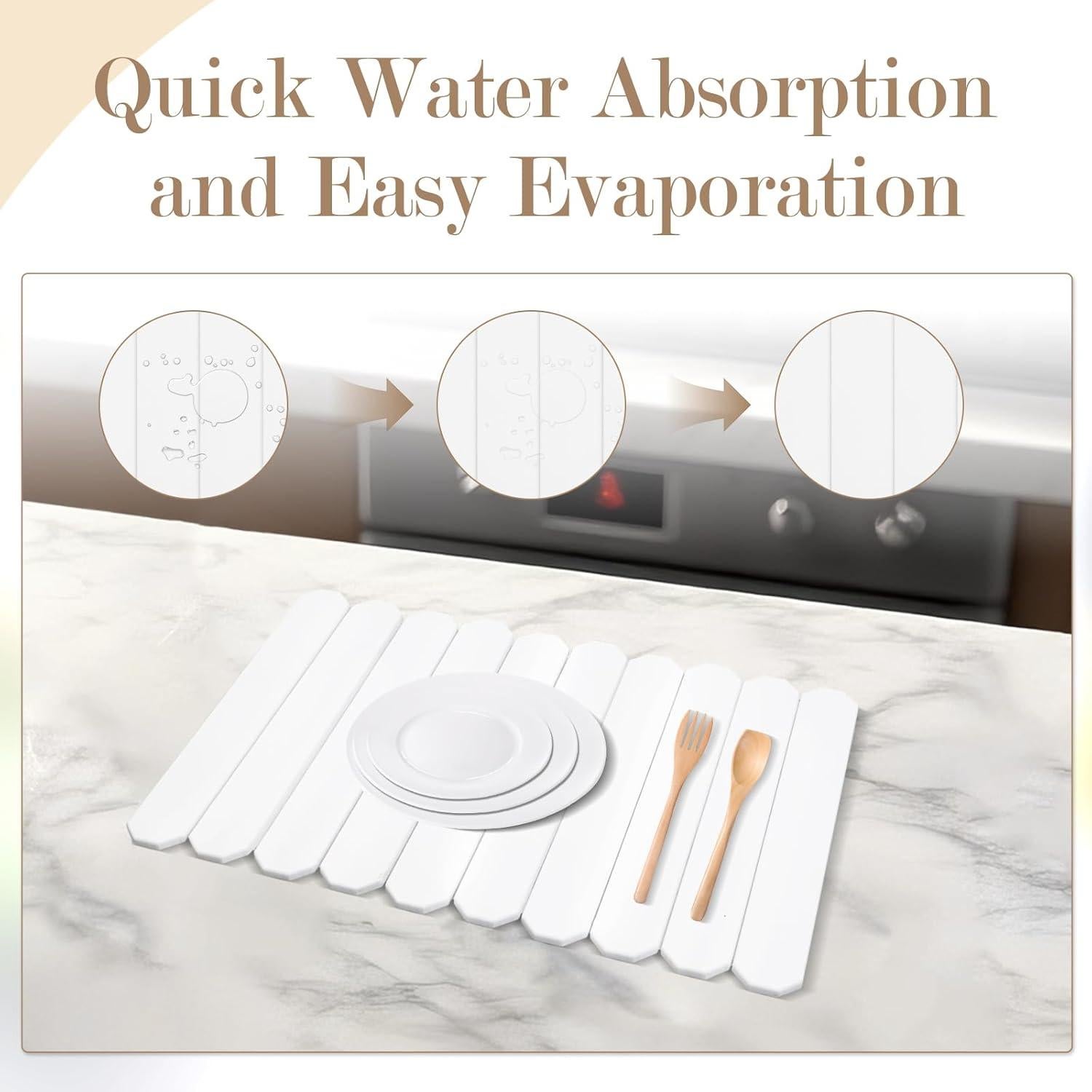 Alfombrilla de Secado de Piedra Lacwabvh 61x41cm Blanca