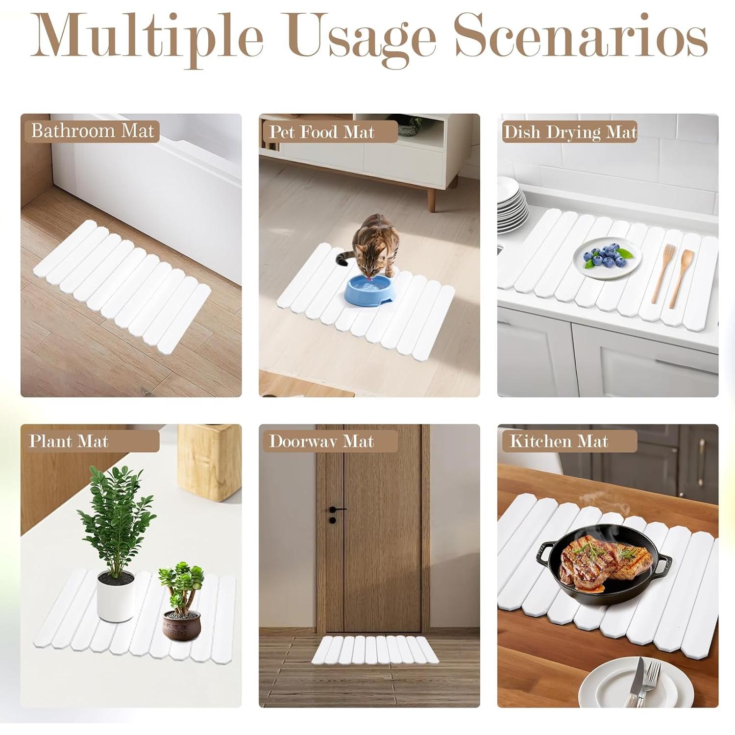 Alfombrilla de Secado de Piedra Lacwabvh 61x41cm Blanca