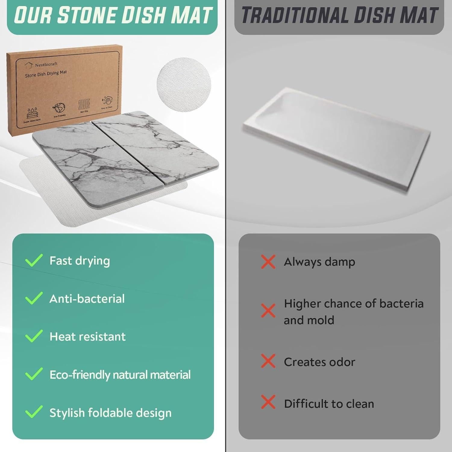 Tapete de Secado Plegable Nestlecraft - Piedra Diatomácea 44.9x35.1cm