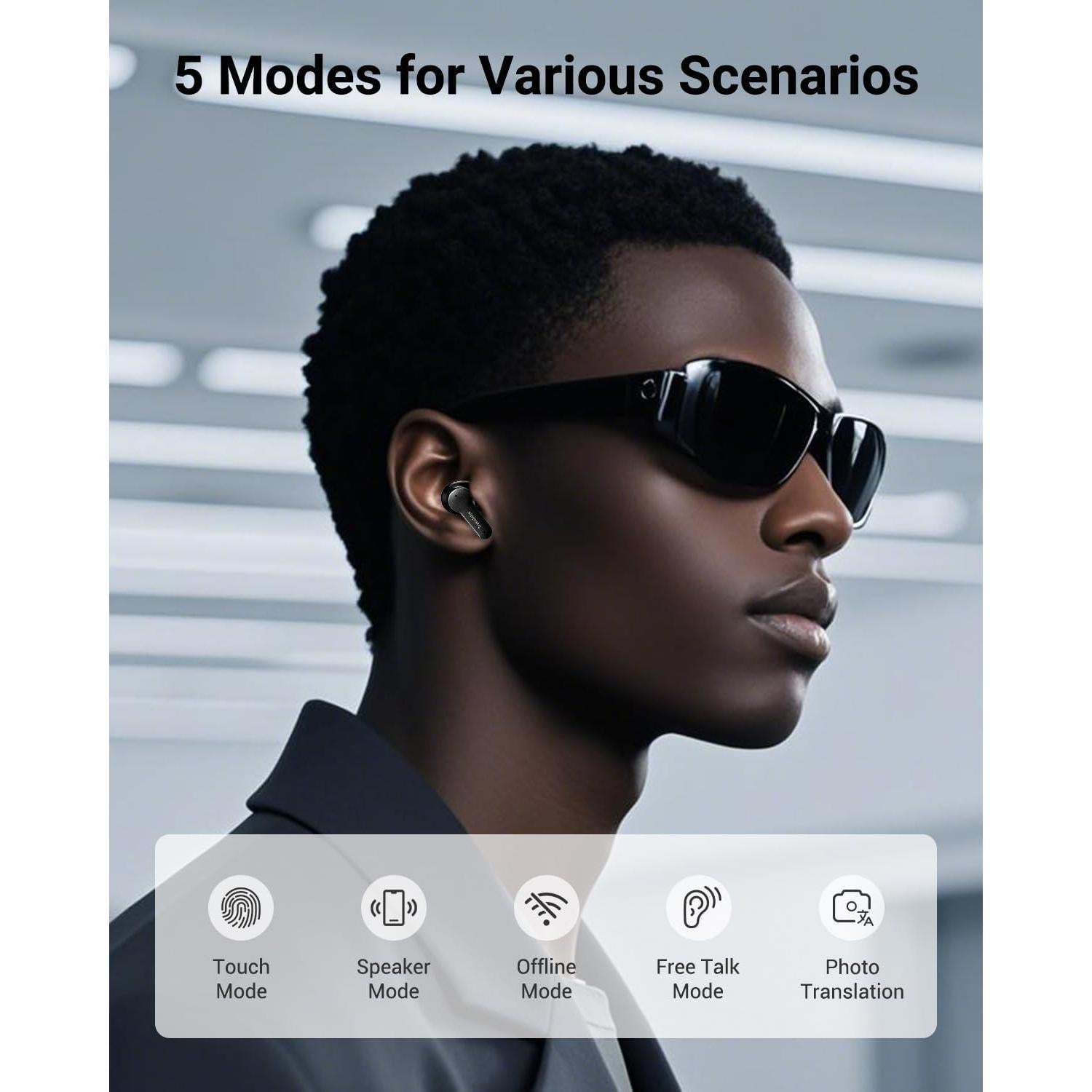 Auriculares Traductores AI XUPURTLK M3TNES 144 Idiomas Negro