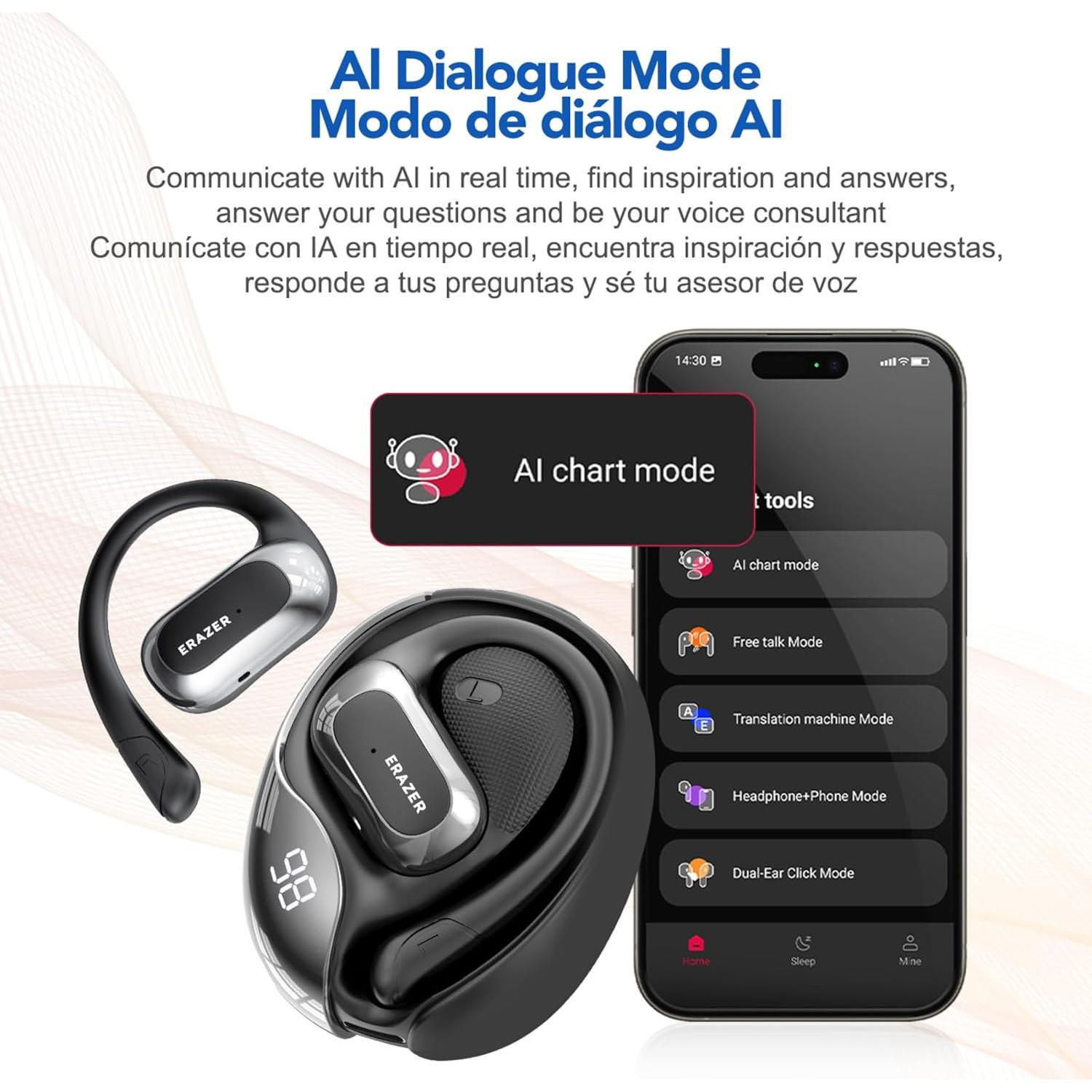 Auriculares Traductores AI ERAZER X5 Bluetooth 5.4 135 Idiomas