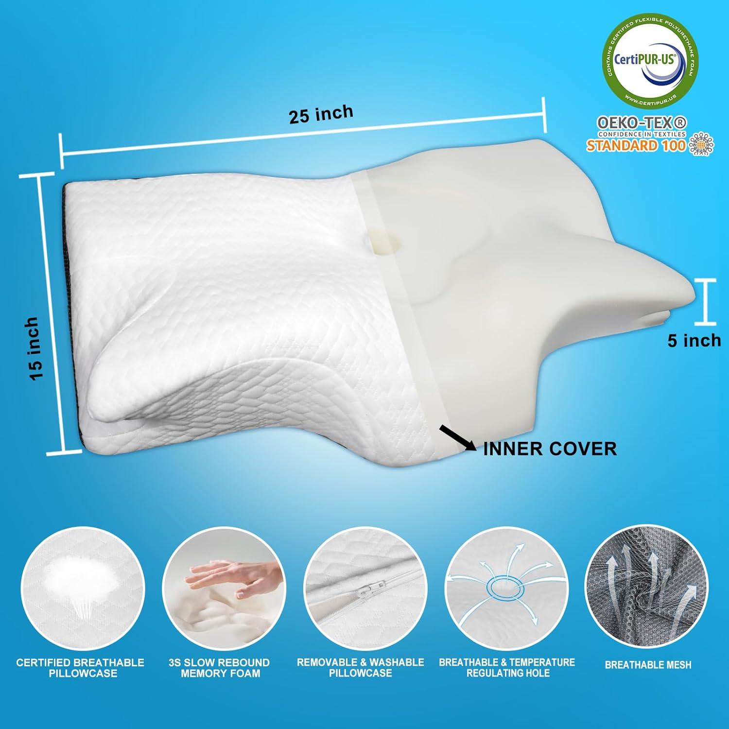 Almohada Cervical Ergonómica BSAFP 63.5x38.1cm Espuma Memoria