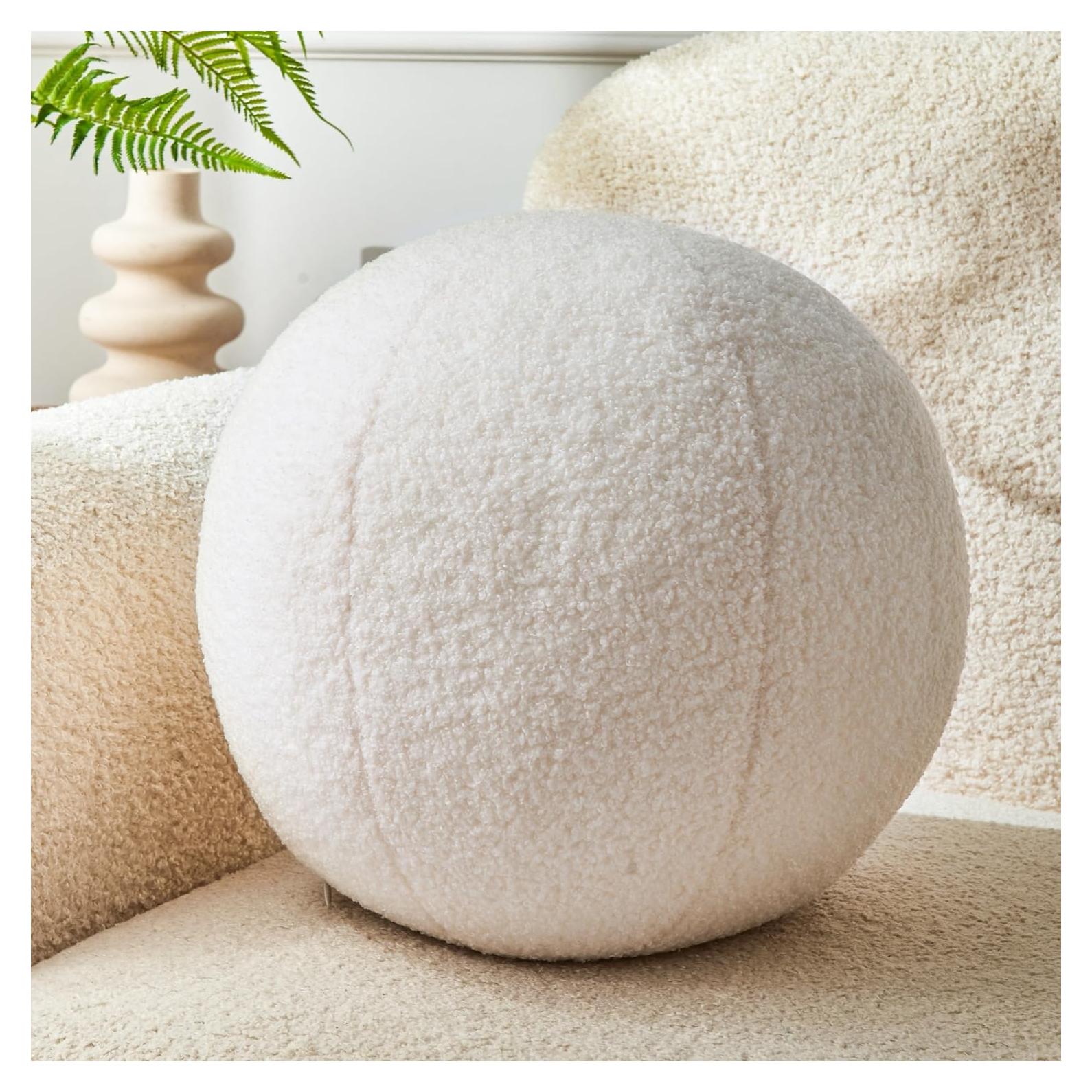 Cojín Decorativo Esférico Vdoioe 30 cm Blanco Crema Moderno