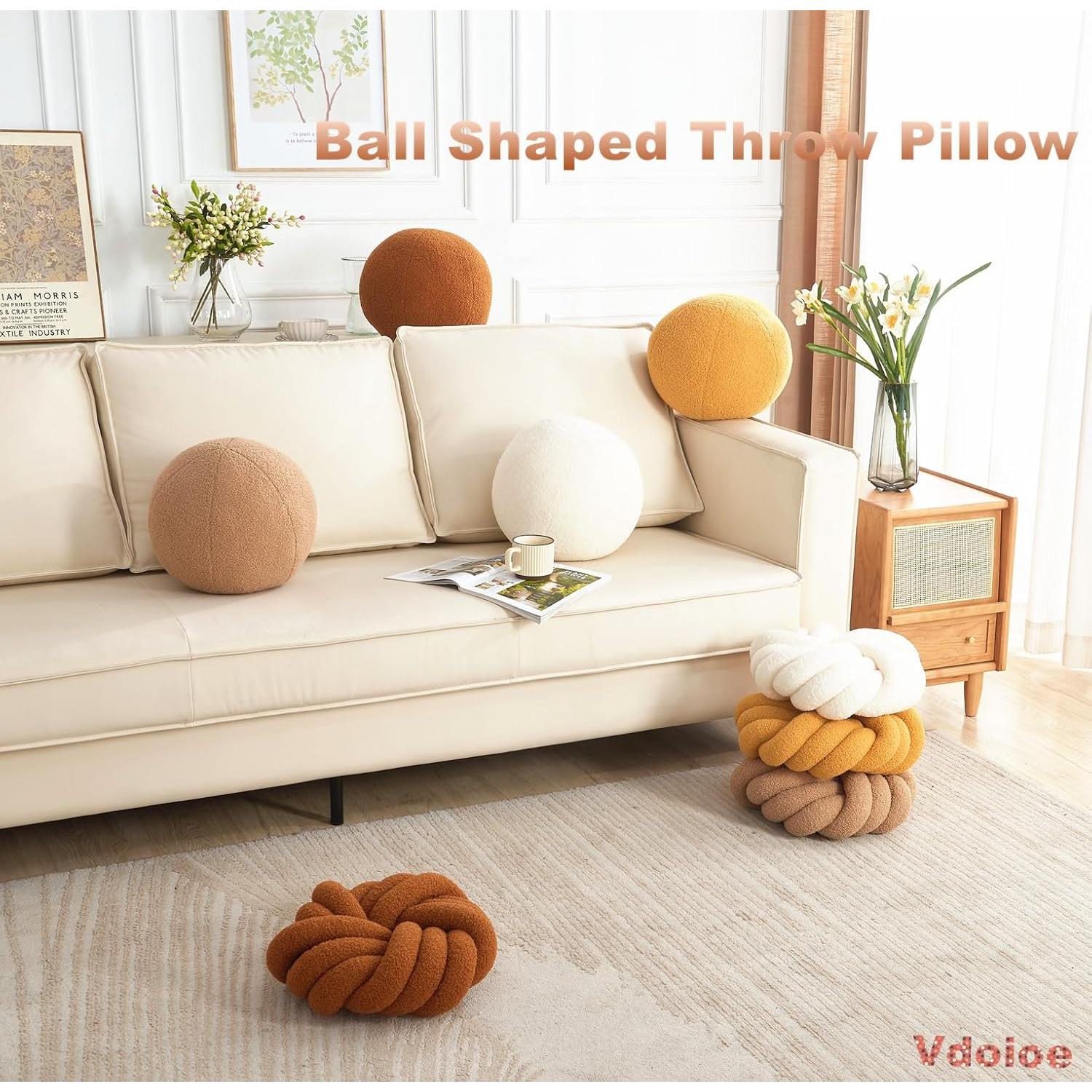 Cojín Decorativo Esférico Vdoioe 30 cm Blanco Crema Moderno