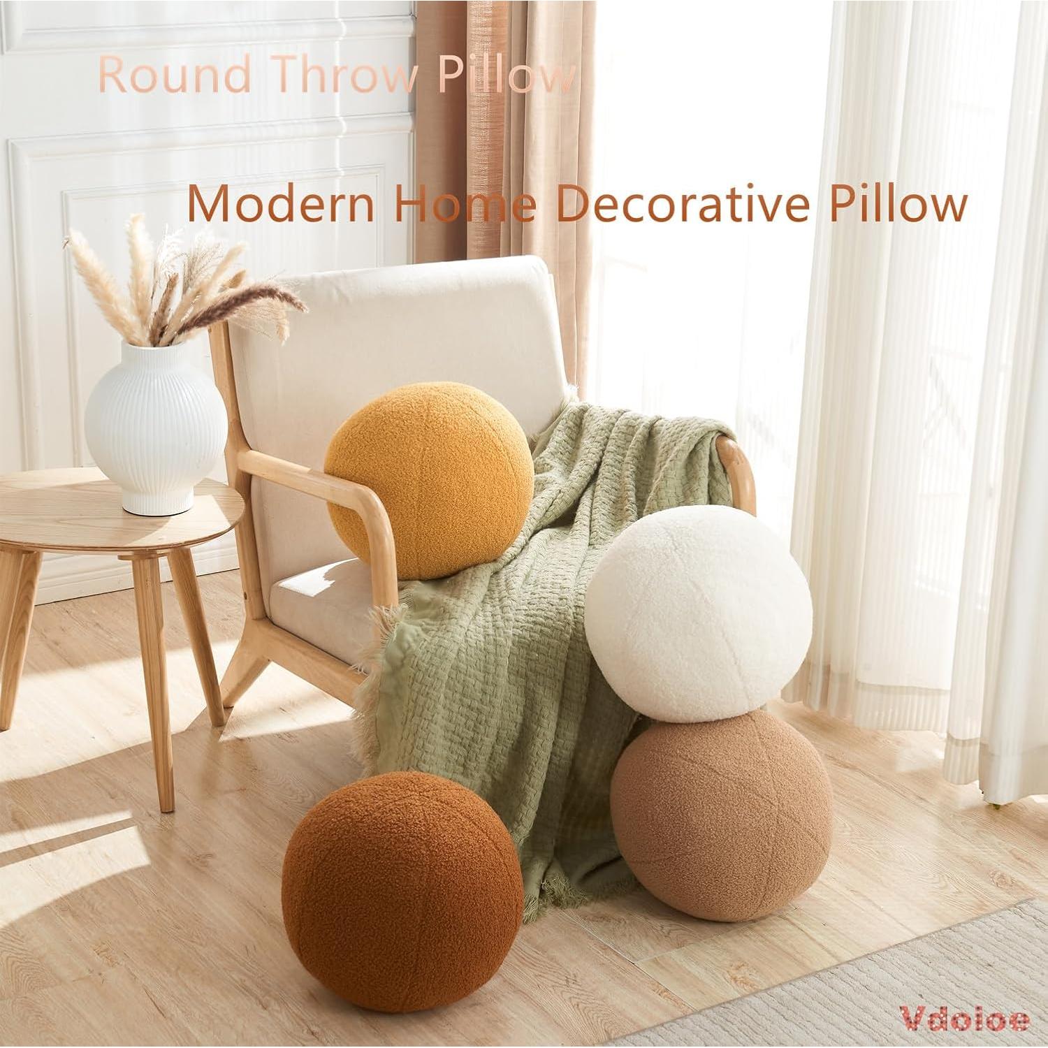 Cojín Decorativo Esférico Vdoioe 30 cm Blanco Crema Moderno