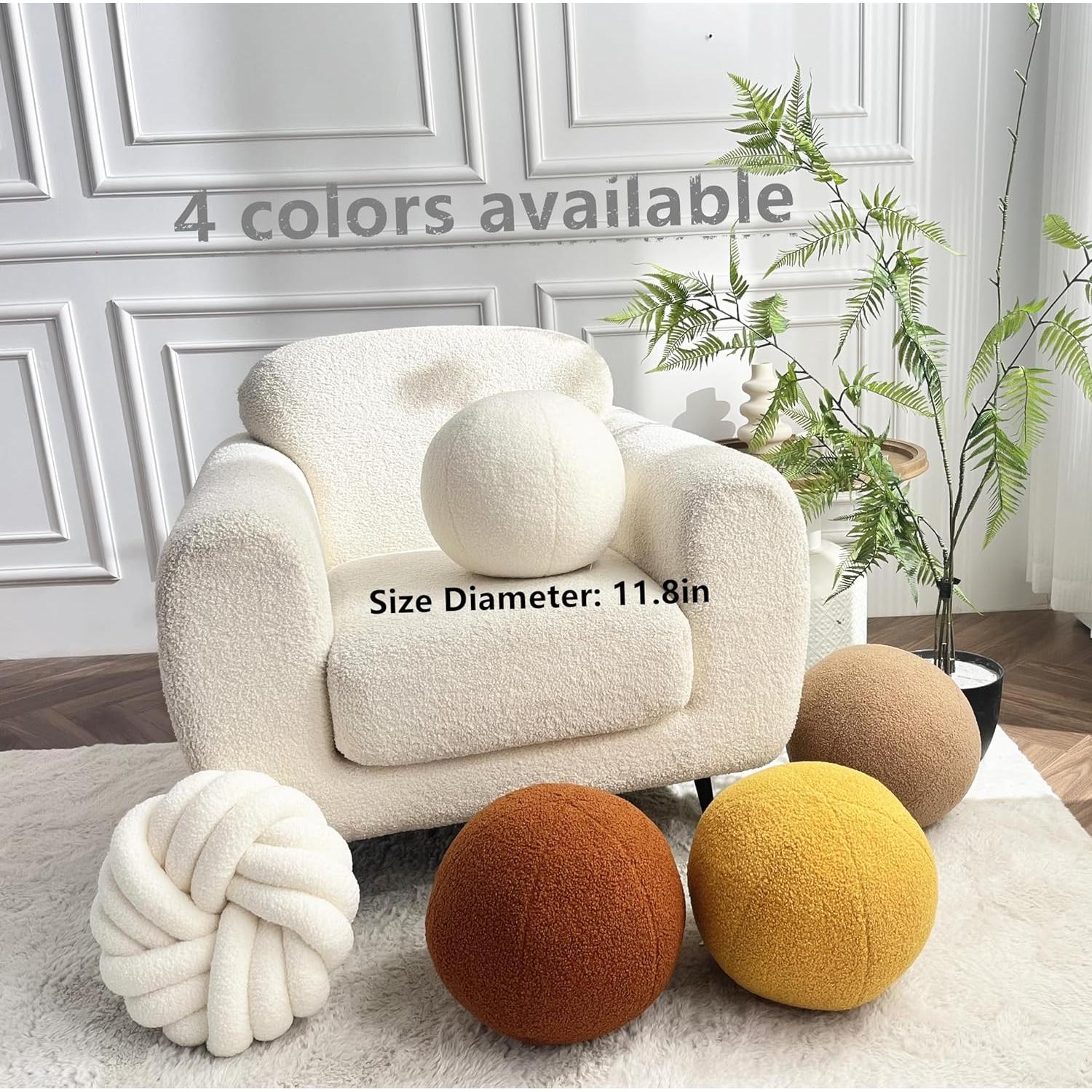 Cojín Decorativo Esférico Vdoioe 30 cm Blanco Crema Moderno