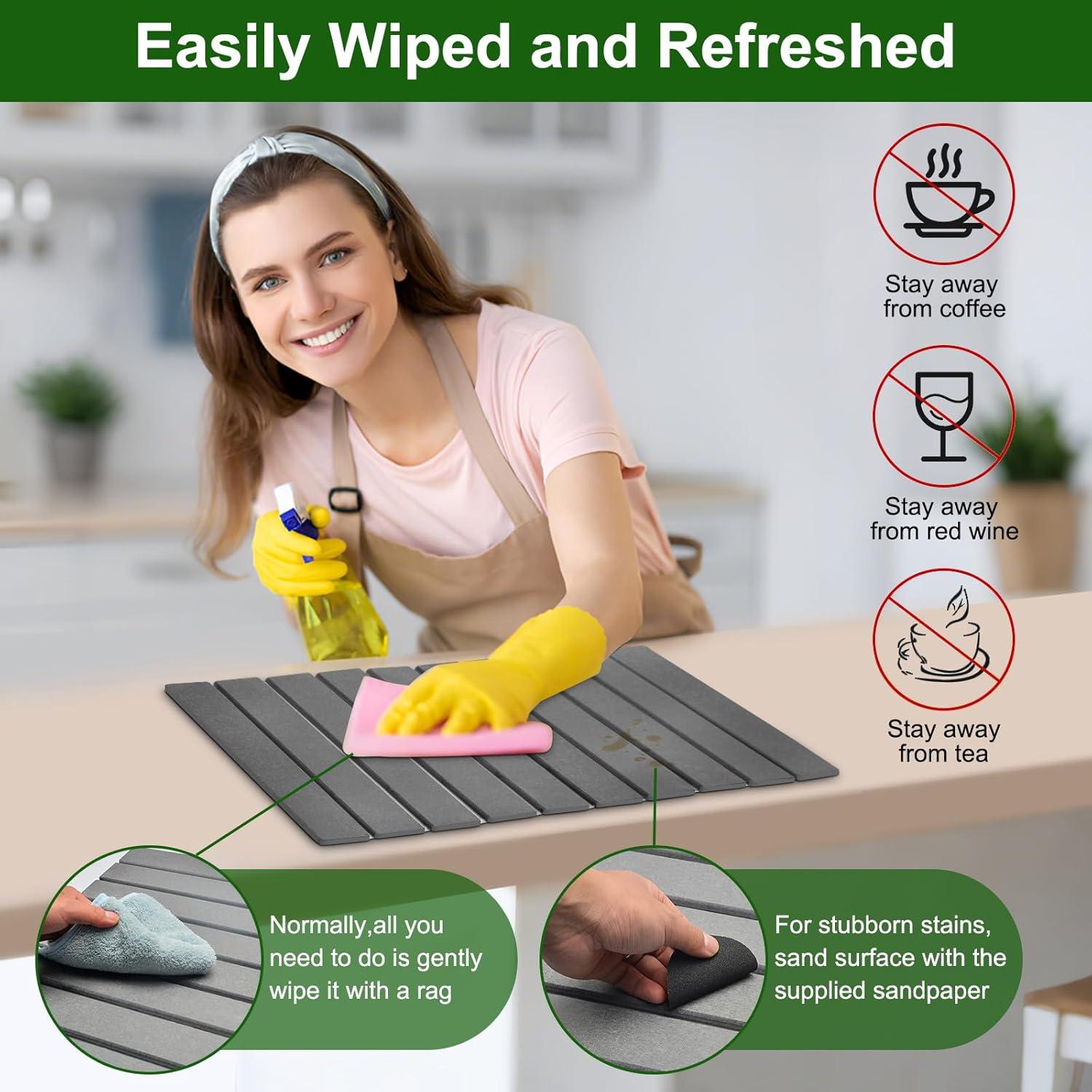 Alfombrilla de Secado de Platos Wishfly 61x40.6cm Diatomita