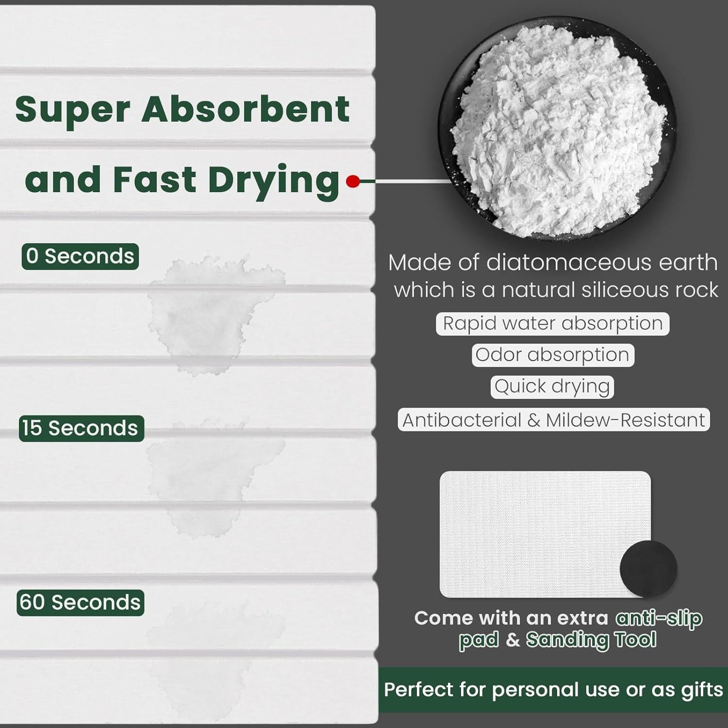 Alfombrilla de Secado de Piedra Diatomácea GravGrow 60x39cm