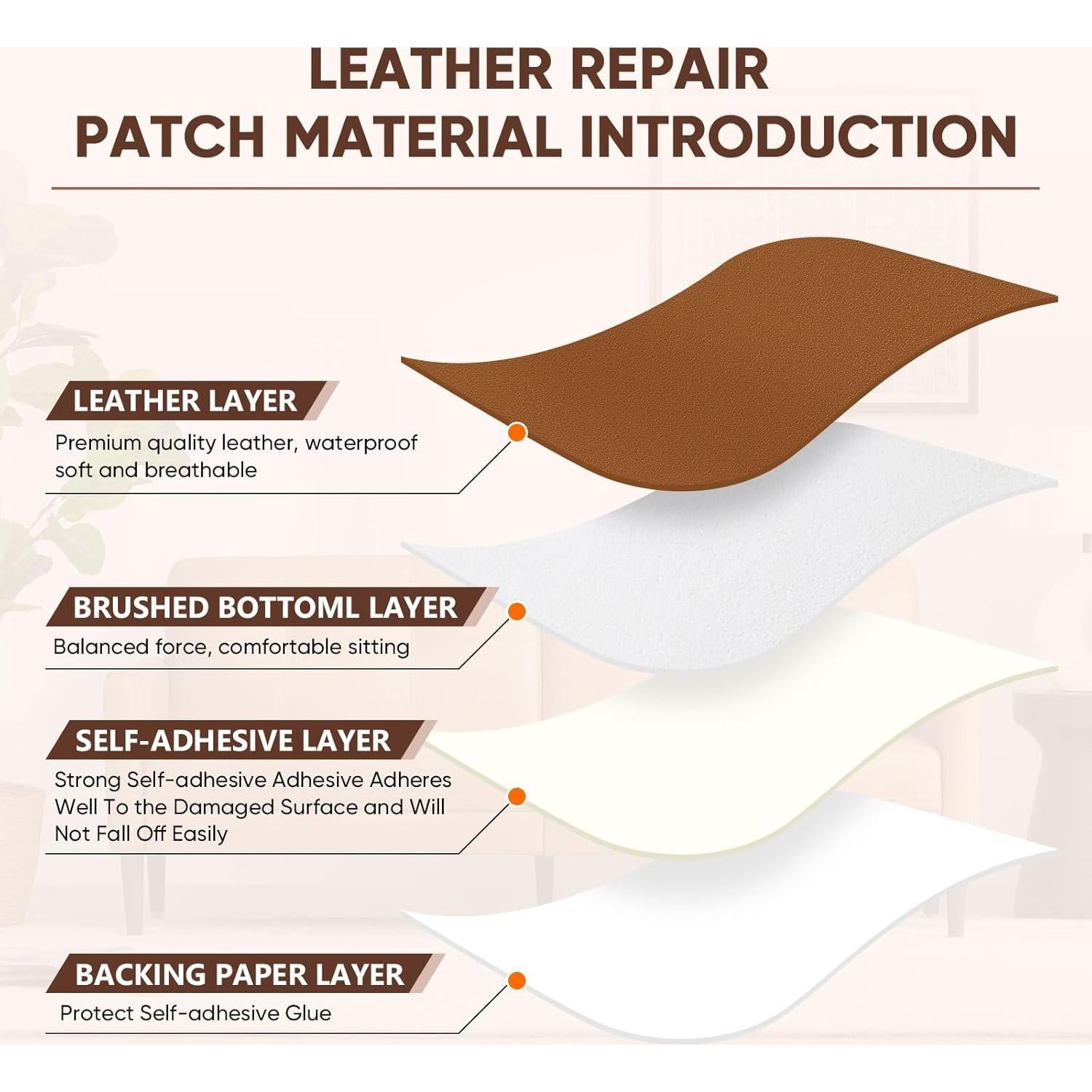 Kit de Parche de Cuero Autoadhesivo TYJLII 21.1x27.9 cm Beige