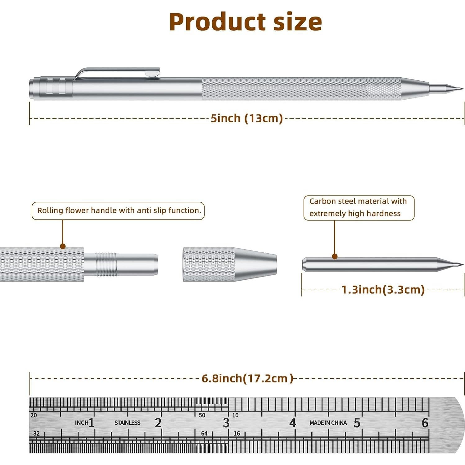 Paquete de 2 Estiletes de Carburo GCHMDE con 25 Puntas y Regla