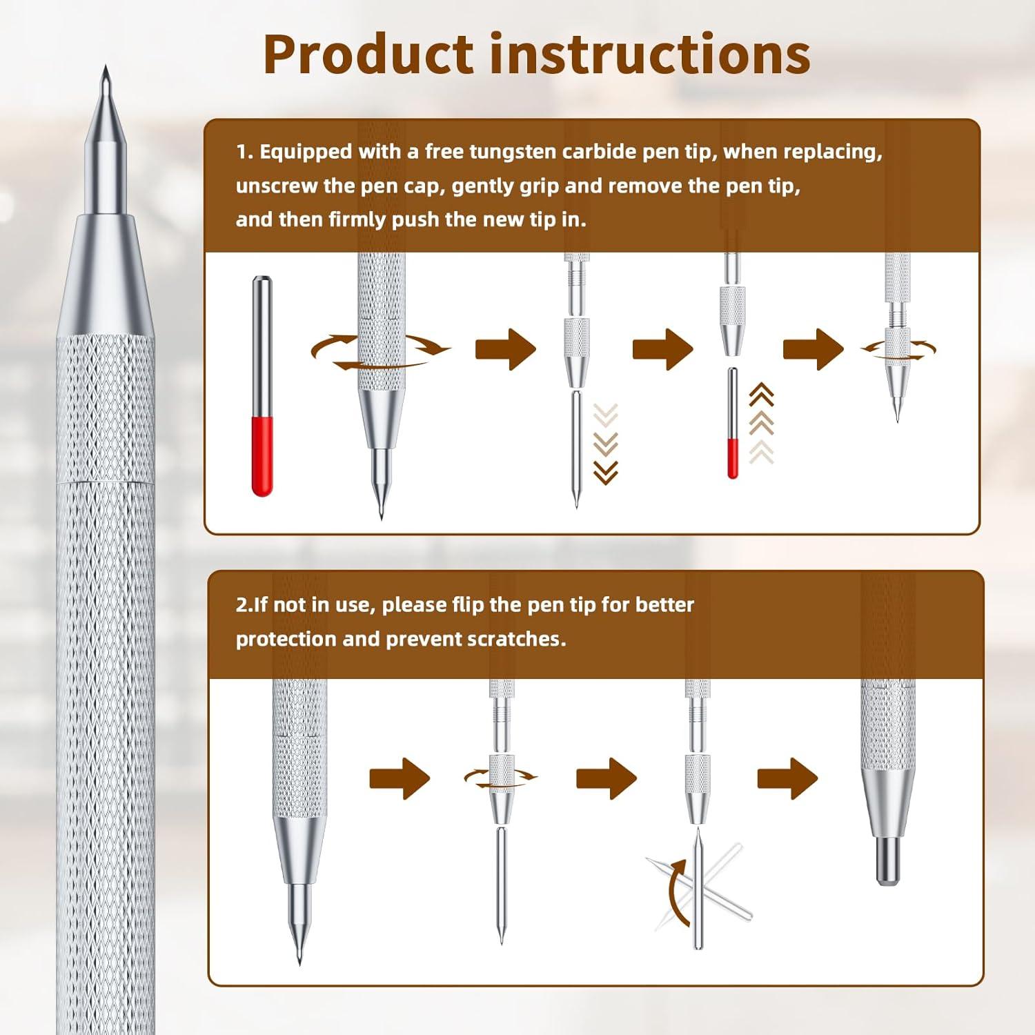 Paquete de 2 Estiletes de Carburo GCHMDE con 25 Puntas y Regla